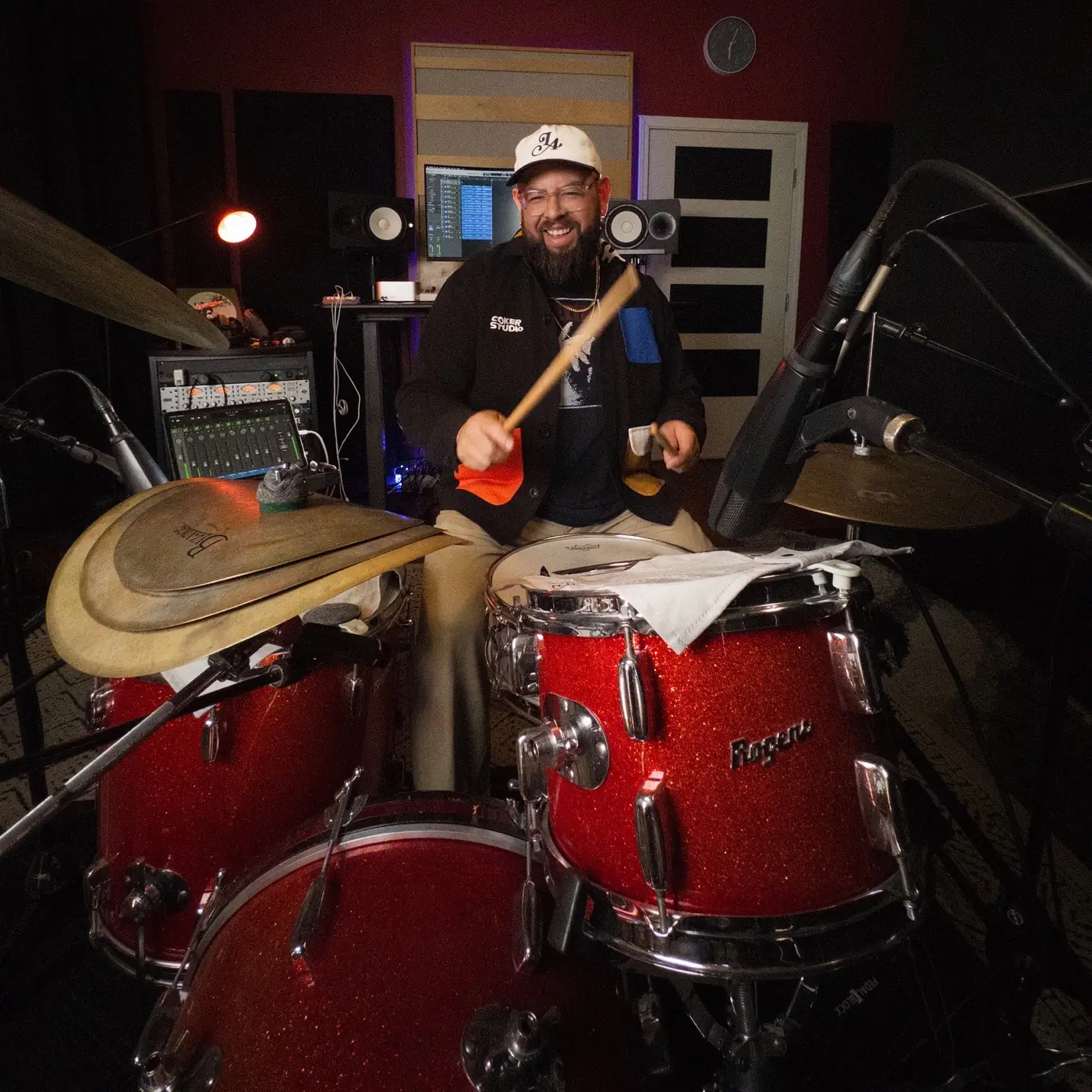 Triple D performing drums